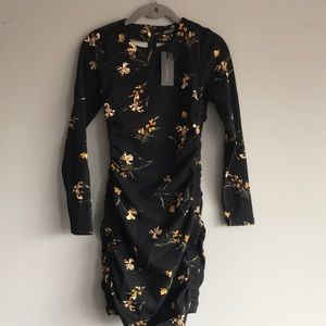 Floral dress with side ruching